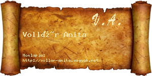 Vollár Anita névjegykártya
